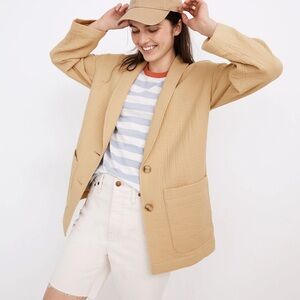 MADEWELL Summer Dune Tan Lightspun Gauzy Cotton Dorset Blazer Size Small